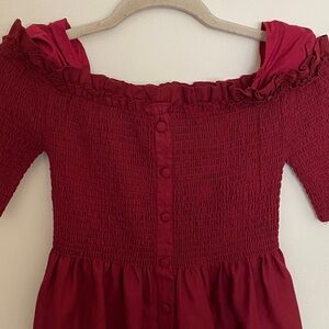 Charlotte Russe Burgundy Smocked Blouse